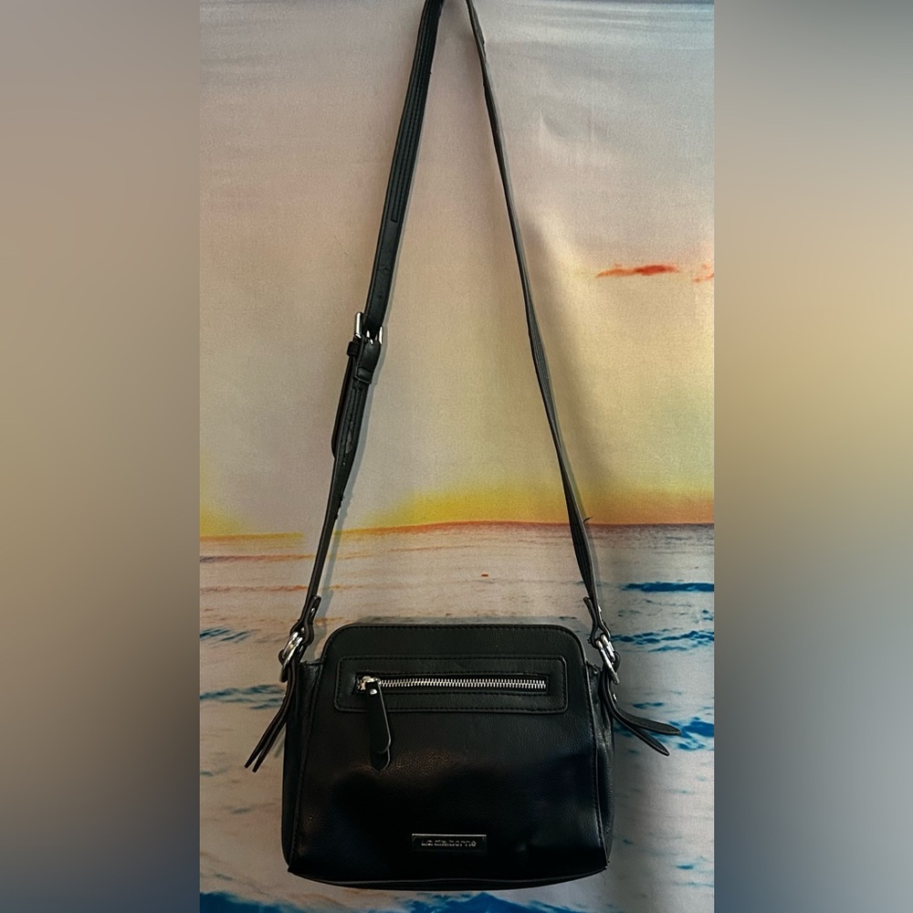 Liz Claiborne Zipper Multi Pocket Black Crossbody Purse